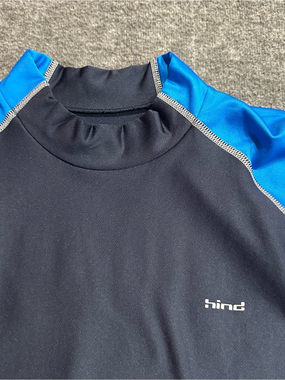 Hind Men's Compression Rash Guard Swim Shirt Blue Navy Colorblock Long Sleeve L - Picture 2 of 6